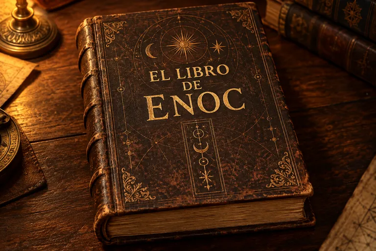 El Libro de Enoc sobre una mesa de madera